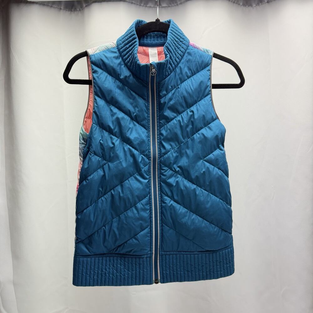 Ivivva Puffer Vest Girls Size 10 Blue Pastel Tie Dye Quilted Lululemon Youth